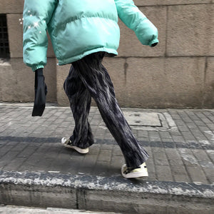 王少女的店冬季扎染丝绒长裤女宽松阔腿休闲裤复古时尚百搭秋冬女