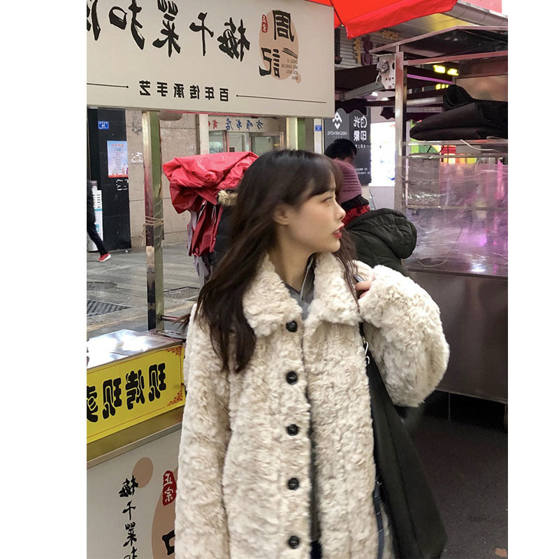 王少女的店冬季仿兔毛绒皮草宽松加厚短款羊羔毛茸茸毛毛外套女