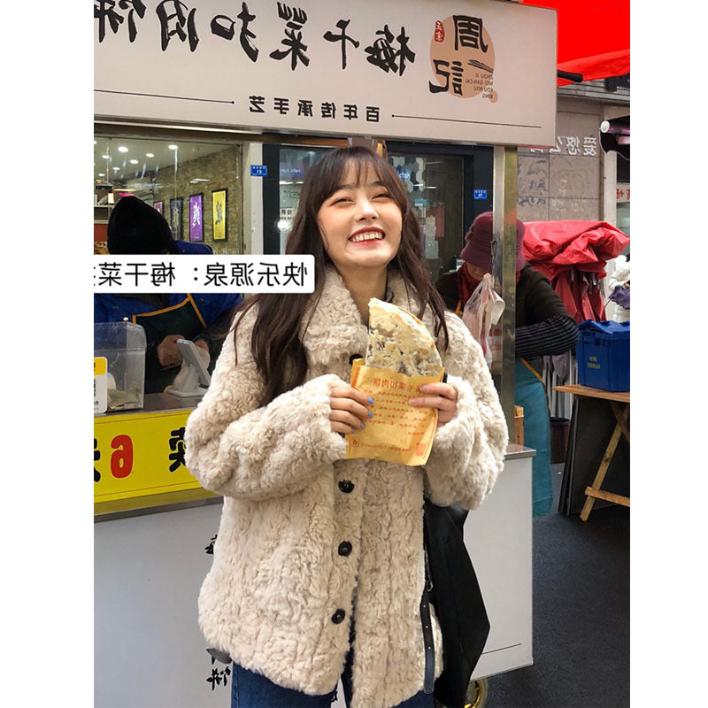 王少女的店冬季仿兔毛绒皮草宽松加厚短款羊羔毛茸茸毛毛外套女