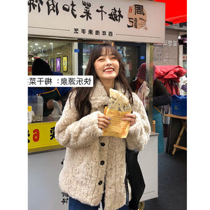 王少女的店冬季仿兔毛绒皮草宽松加厚短款羊羔毛茸茸毛毛外套女
