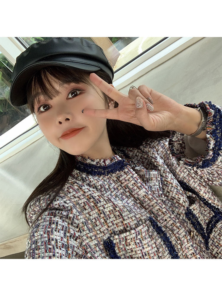林珊珊 粗纺花呢小香风外套女短款休闲名媛气质时尚春秋长袖上衣