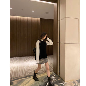小玉酱【心机马甲】网红马甲女黑色圆领后背开叉外穿针织背心马夹