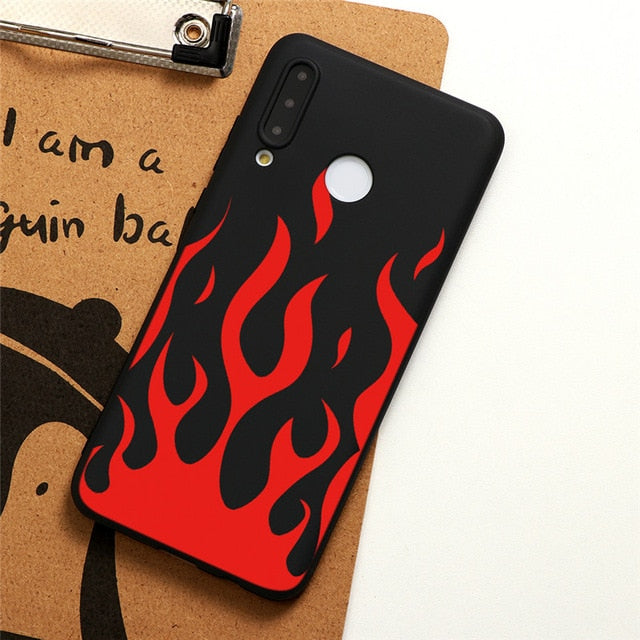 Black Red Flame Cover Case For Huawei P30 P40 P20 Pro Mate 20 30 Lite 2019 P Smart Z Y6 Y7 Y9 Pro Prime 2019 2018 Case Soft TPU