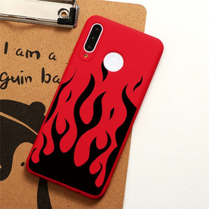 Black Red Flame Cover Case For Huawei P30 P40 P20 Pro Mate 20 30 Lite 2019 P Smart Z Y6 Y7 Y9 Pro Prime 2019 2018 Case Soft TPU